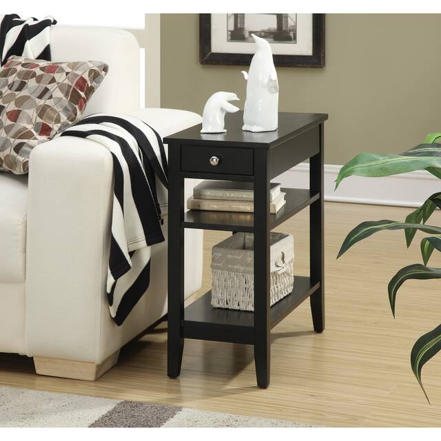 Copper Grove Aubrieta1 Drawer Chairside End Table with Shelves - Black