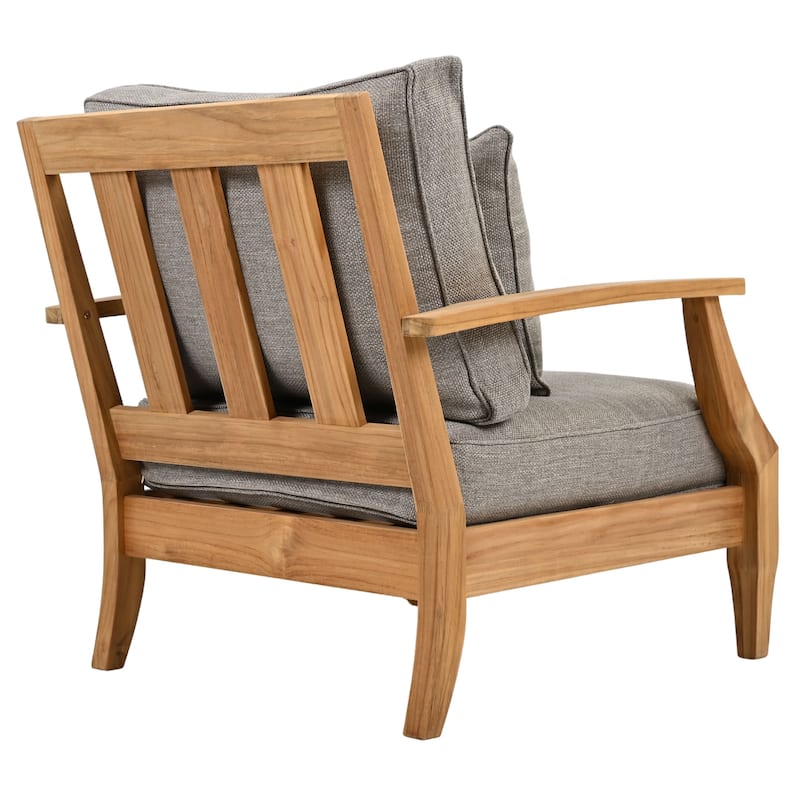 SAFAVIEH Couture Freida Wood Patio Arm Chair - 31.4" W x 35.6" L x 32.6" H - 31"W x 36"D x 33"H