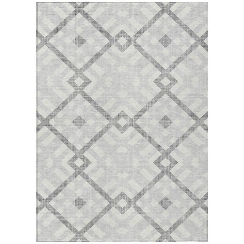 Machine Washable Indoor/ Outdoor Chantille Contemporary Trellis Rug