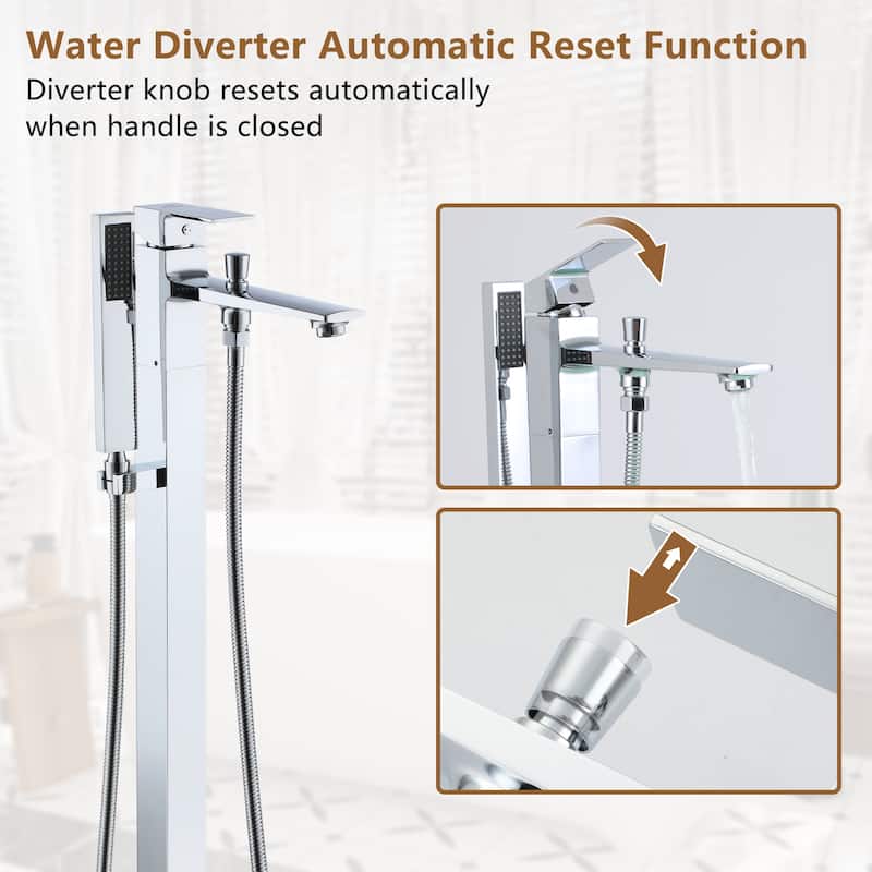 Bathtub Faucet, Single Handle Floor Mounted Free Standing Bathtub Faucet