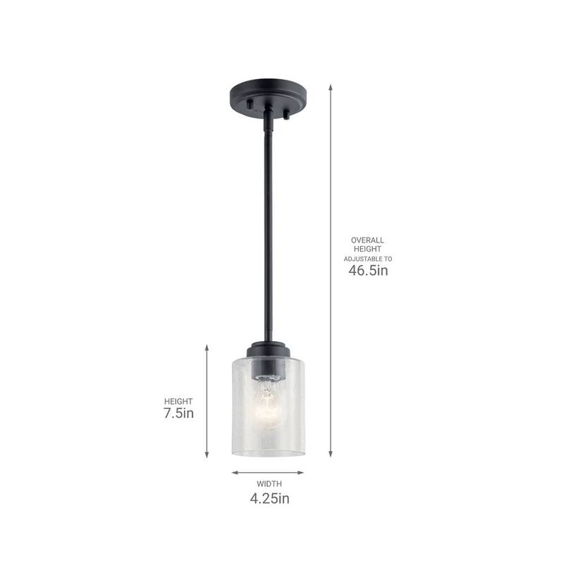 Kichler Winslow Single Light 4" Wide Mini Pendant with Seedy Glass