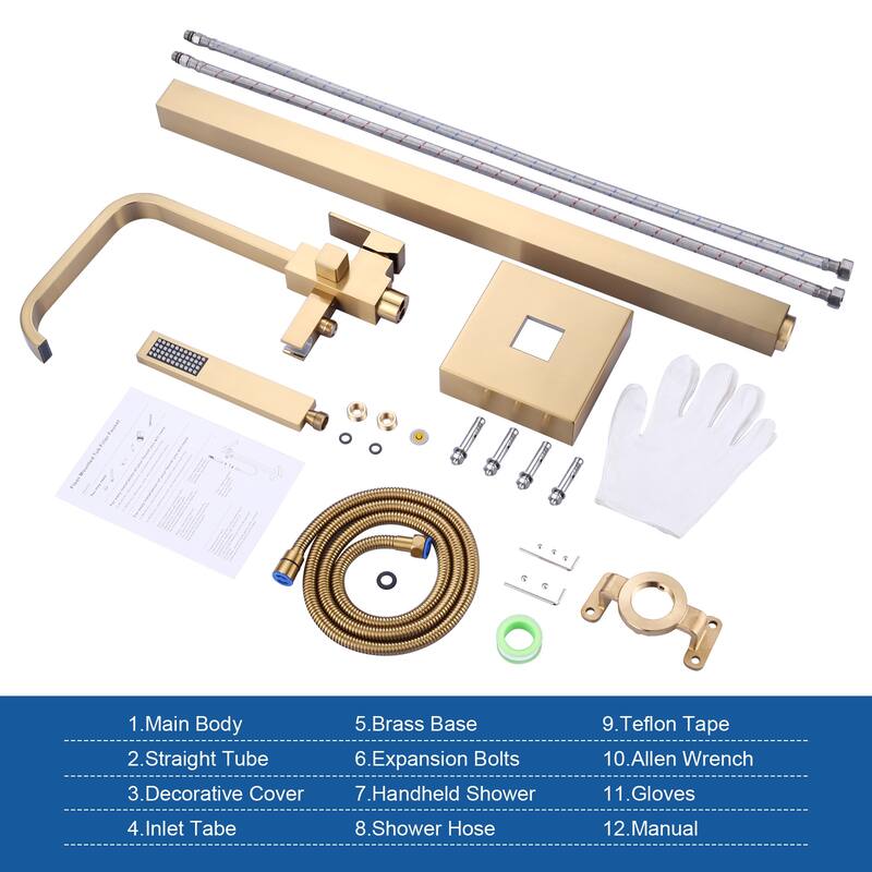 WOWOW Waterfall Single-Handle Freestanding Tub Faucet with Hand Shower