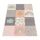 preview thumbnail 5 of 6, Colorful Kids Rug for Girls Room with Rainbows & Clouds in Pink
