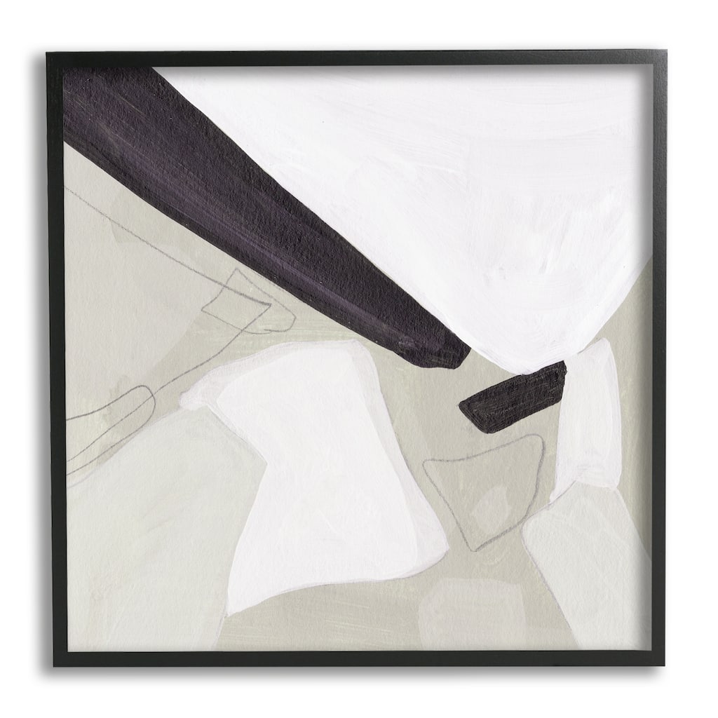 Stupell Abstract Neutral Shapes Black Tan Modern Living Room Framed Wall Art - Off-White