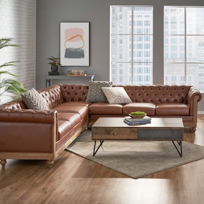 Castalia Chesterfield Tufted 7-seat Sectional Sofa by Christopher Knight Home - 114.00" L x 70.00" W x 31.50" H