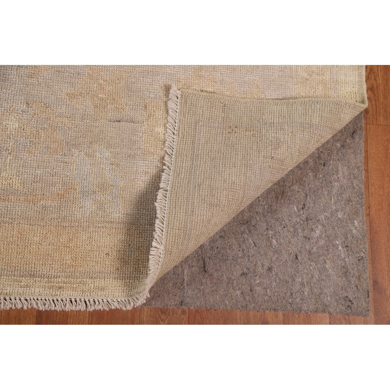 Floral Oushak Turkish Area Rug Handmade Oriental Yellow Wool Carpet - 9'0"x 11'11"