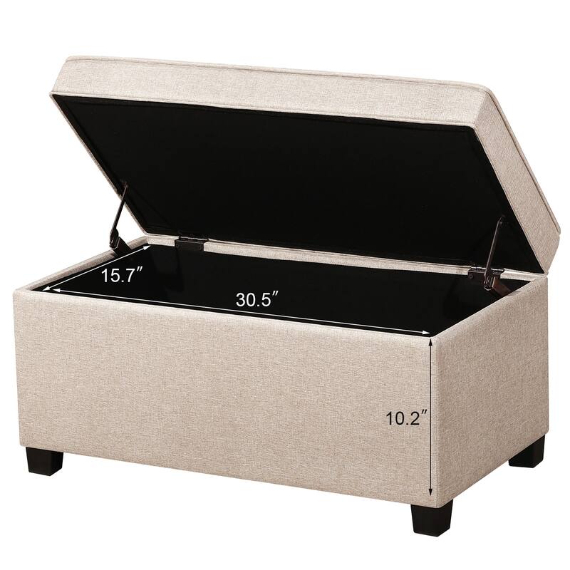Adeco Linen Storage Ottoman Bench for Entryway or Bedroom