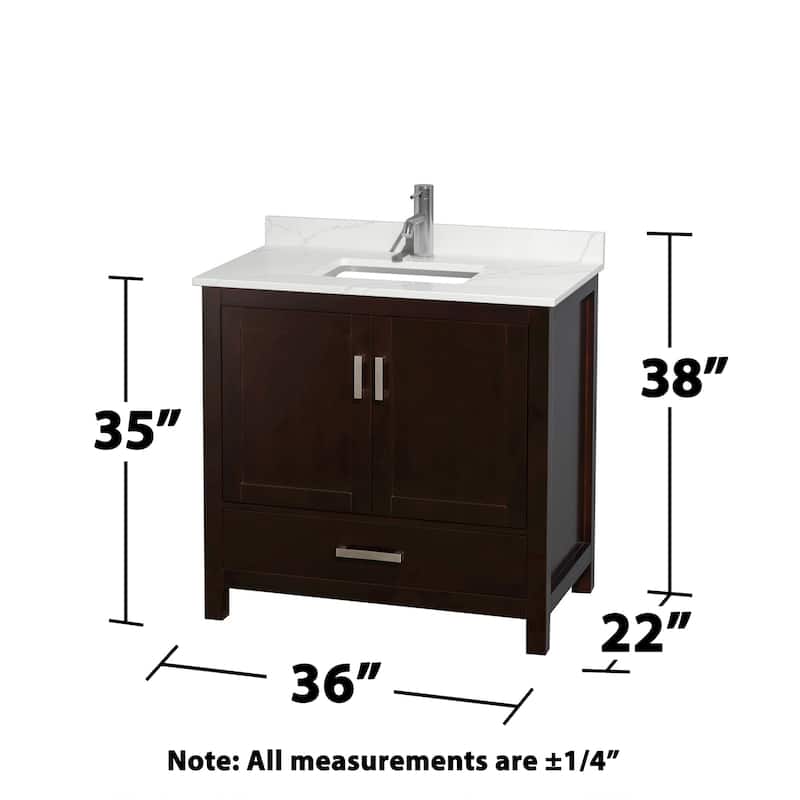 Wyndham Collection WCS141436S-QTZ-UNSMED Sheffield 36" Free Standing