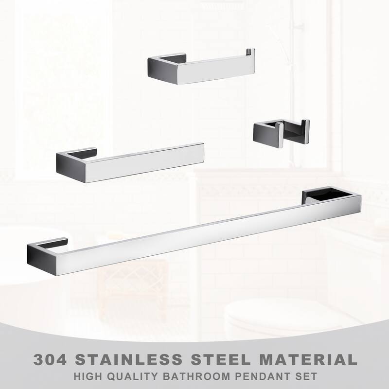WOWOW Modern Style 4-Piece Bathroom Hardware Set with Installation Accessories