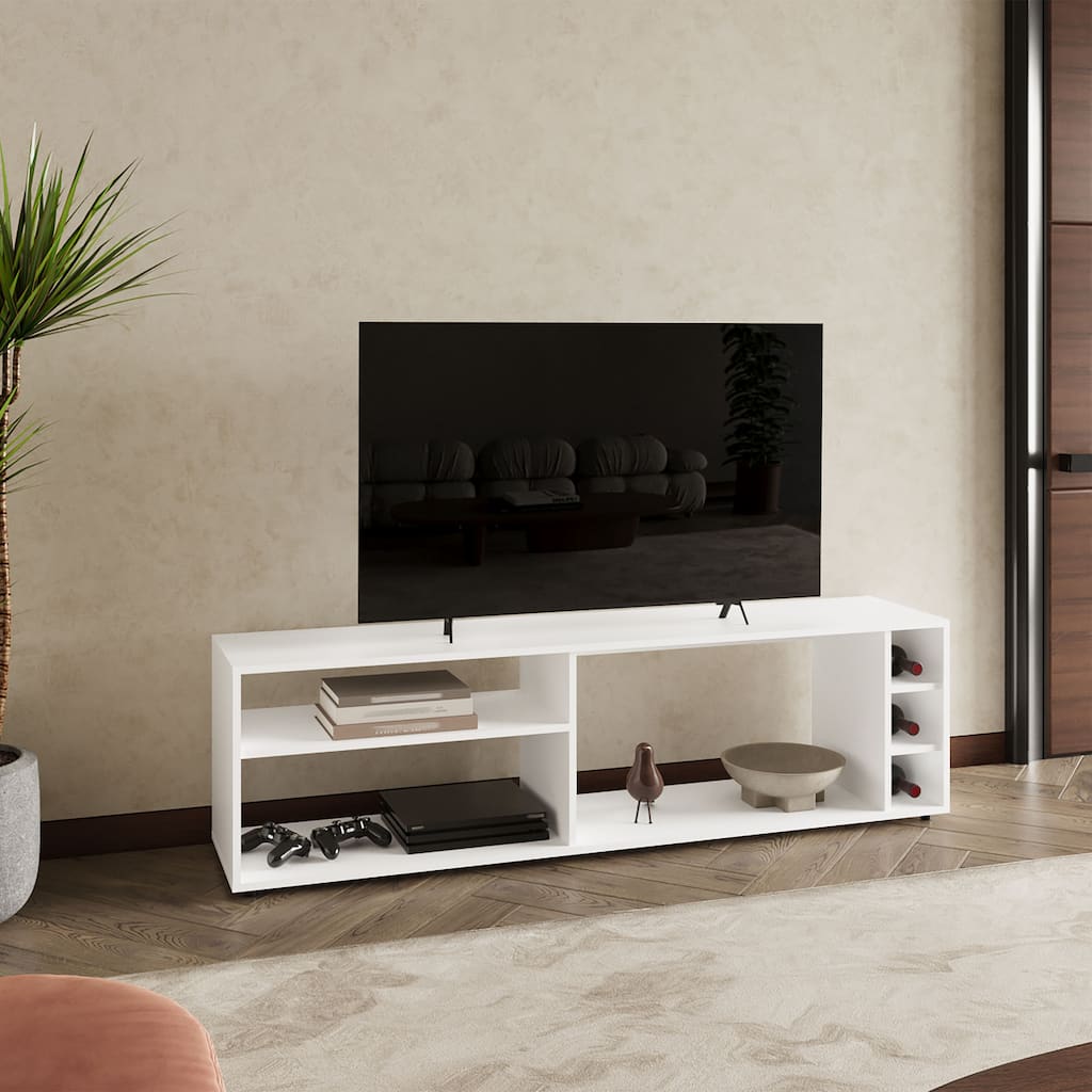 TV Stand for 60 Inch Screens with 6 Storage Shelves Modern Minimalist Design