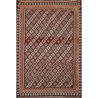 Trellis Kilim Persian Vintage Rug Flatweave Wool Carpet - 5'8" X 8'1"