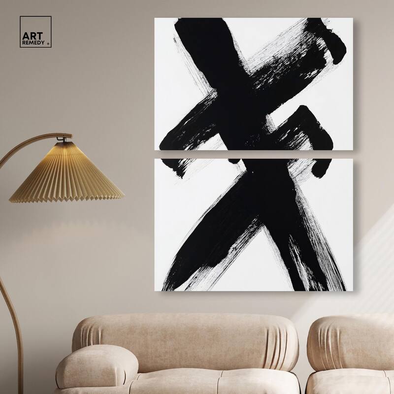 Black X Canvas Set of 2 by Art Remedy, Gallery Wrapped