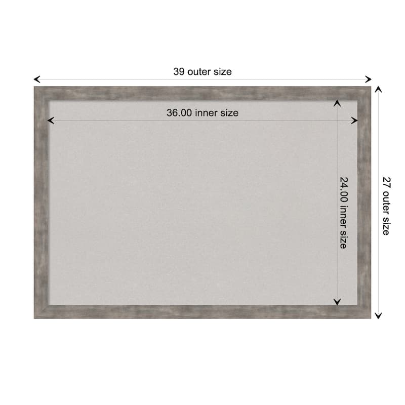 Marred Wood Framed Grey Corkboard Bulletin Board - Marred Pewter - Board Size 36x24