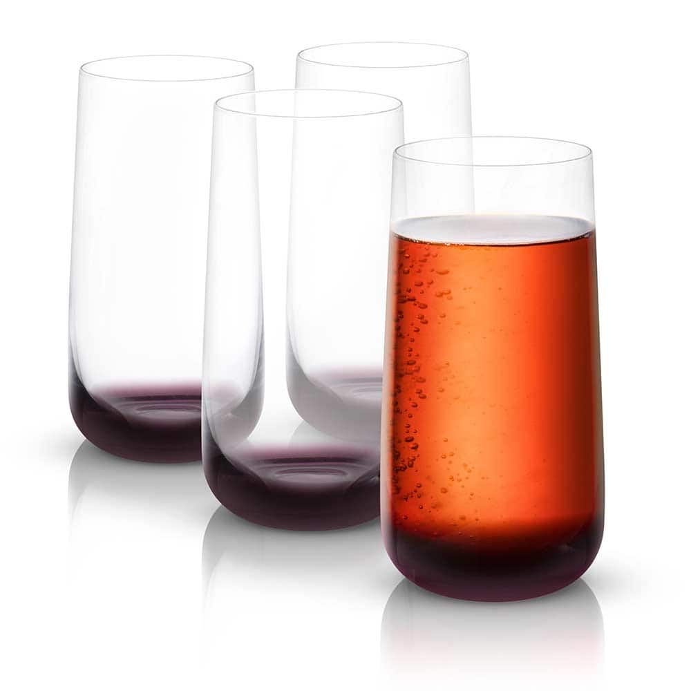 JoyJolt Black Swan Highball Glasses, 18.2 Oz Set of 4