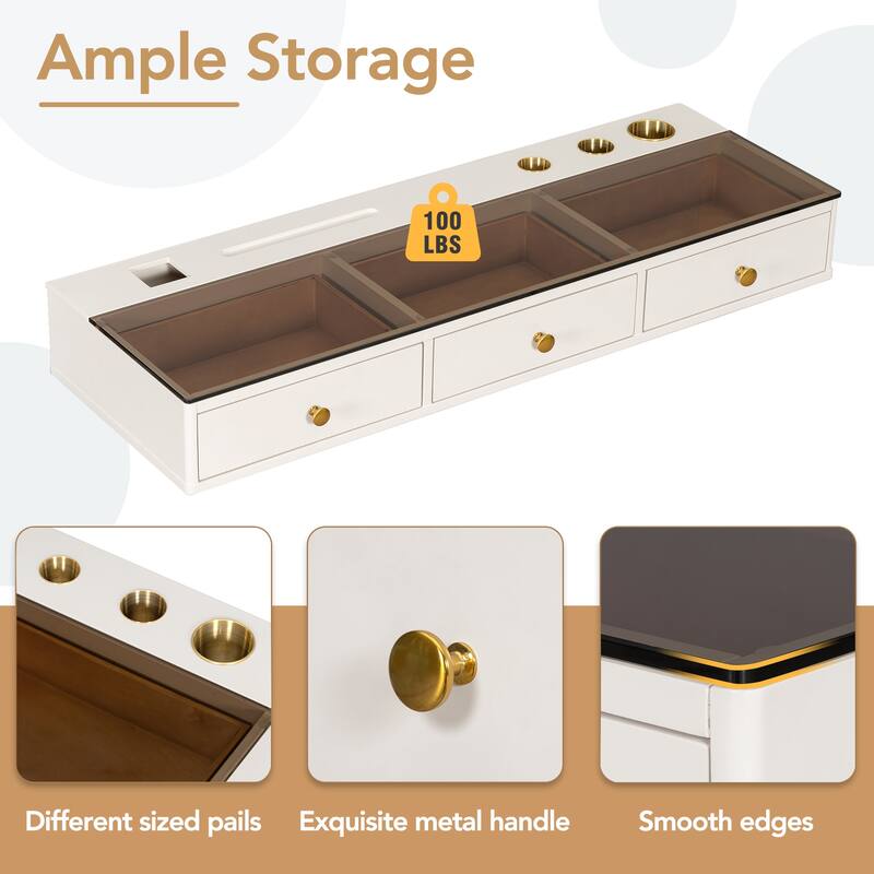 GO 47" Floating Shelf with Drawer, Multi-Purpose Wall-Mounted Vanity Table, Mounted Desk, Floating Table for Bedroom