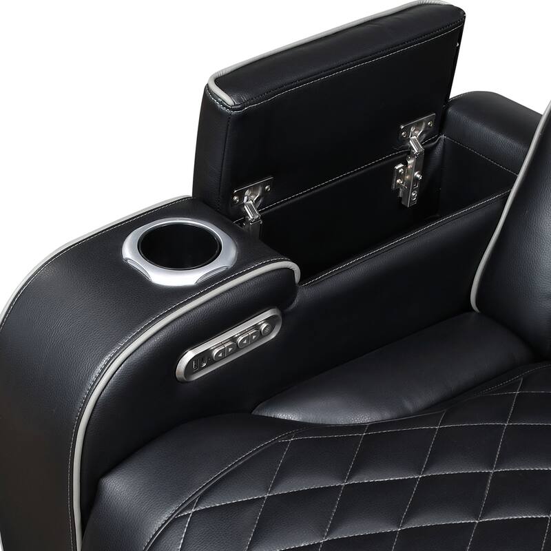 Ezra 37.5" Faux Leather Power Recliner - Power Heatrest, Cup Holders