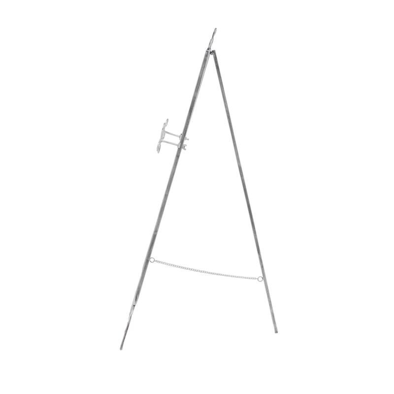 Metal Scroll Large Adjustable 3 Tier Easel with Chain Support - Gold or Gray - Roche River Decor