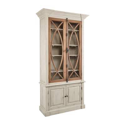 Chamblis Rustic Reclaimed Pine Fretwork Glass Door Cabinet