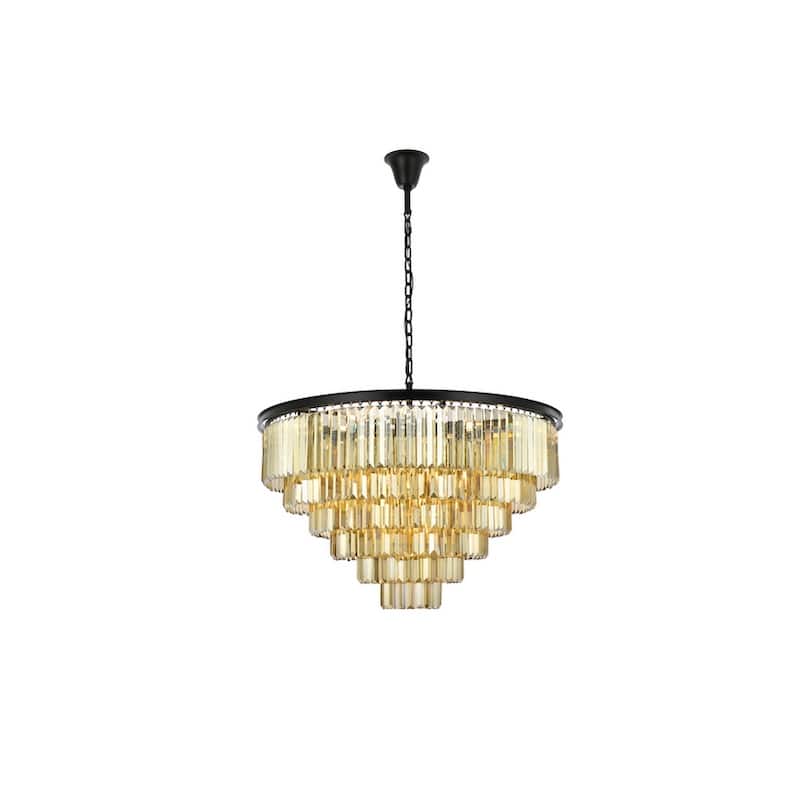 Royce Edge 33-Light Matte Black Chandelier - matte black (royal cut golden teak crystals)