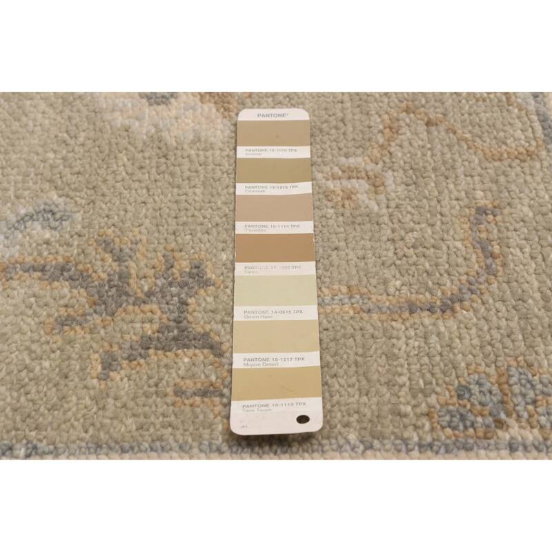 ECARPETGALLERY Hand-knotted Oushak Khaki, Light Grey Wool Rug - 8'1 x 10'1