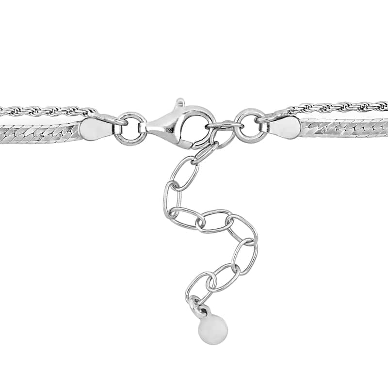 Miadora 4.5mm Double Strand Herringbone Rope Chain Bracelet Sterling Silver