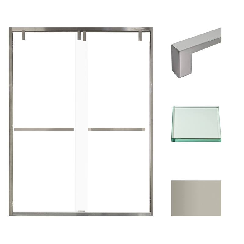 Transolid EBPT608010C-S Eden 80" High x 60" Wide Bypass Frameless - Brushed Nickel