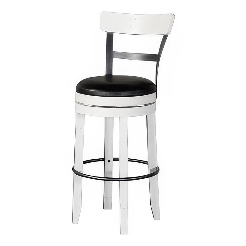 Orso Swivel Barstool Chair Set of 2, Black Faux Leather, White, Black