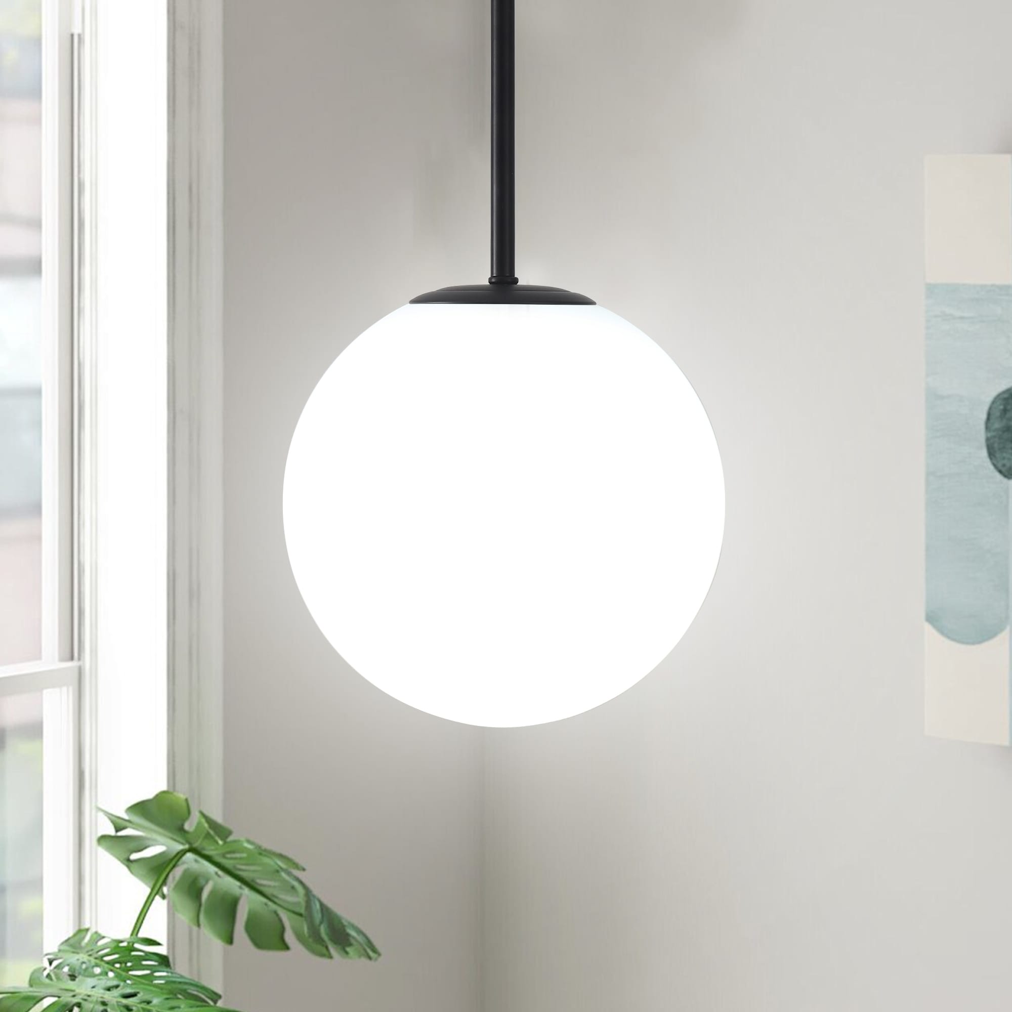 Modern Minimalist 1-Light Pendant Lighting with Milk White Glass Globe
