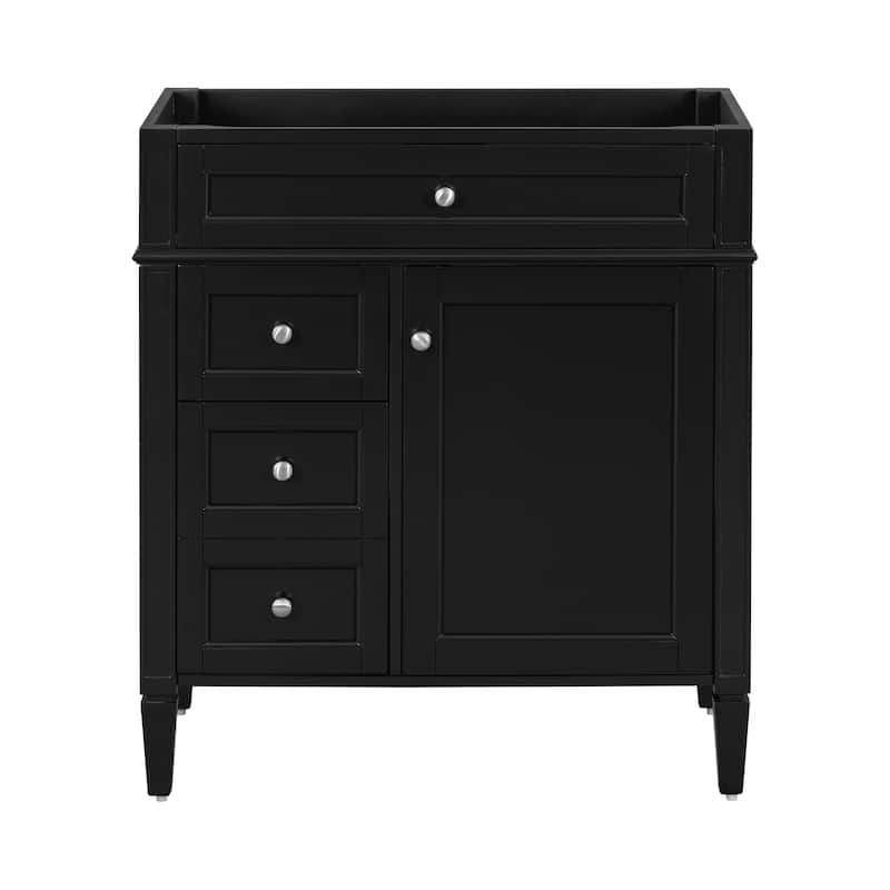 29" Bathroom Vanity with 2 Drawers and Tip-out Drawer (No Sink) - Black
