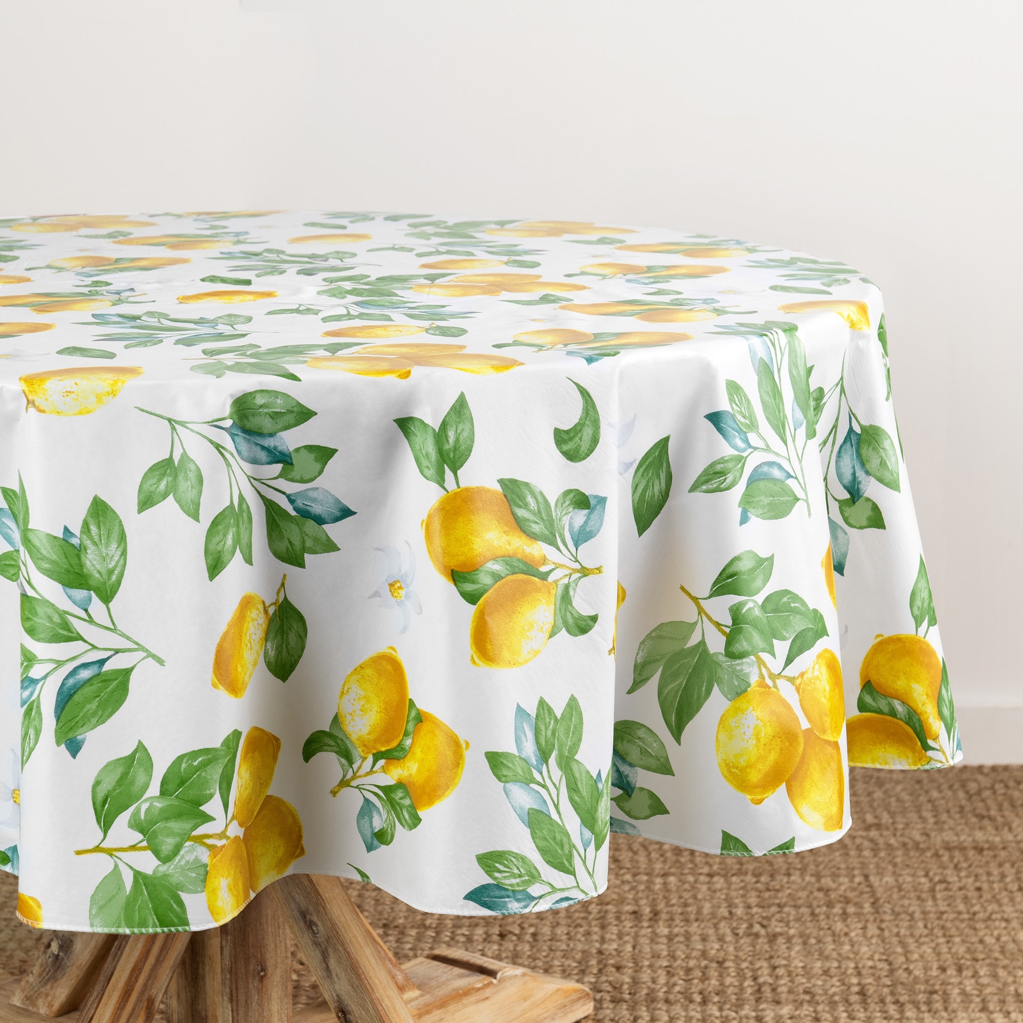 Vintage Lemon and Citrus Blooms Printed Vinyl Indoor/Outdoor Tablecloth