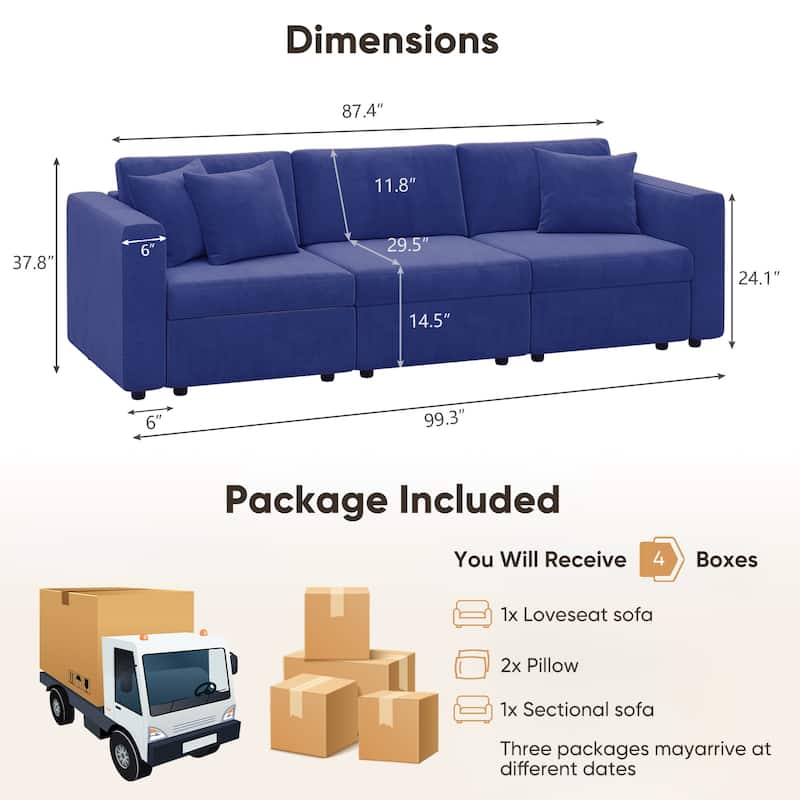 Pocassy Cloud Sofa Modular Sectional Couch with Seat Storage