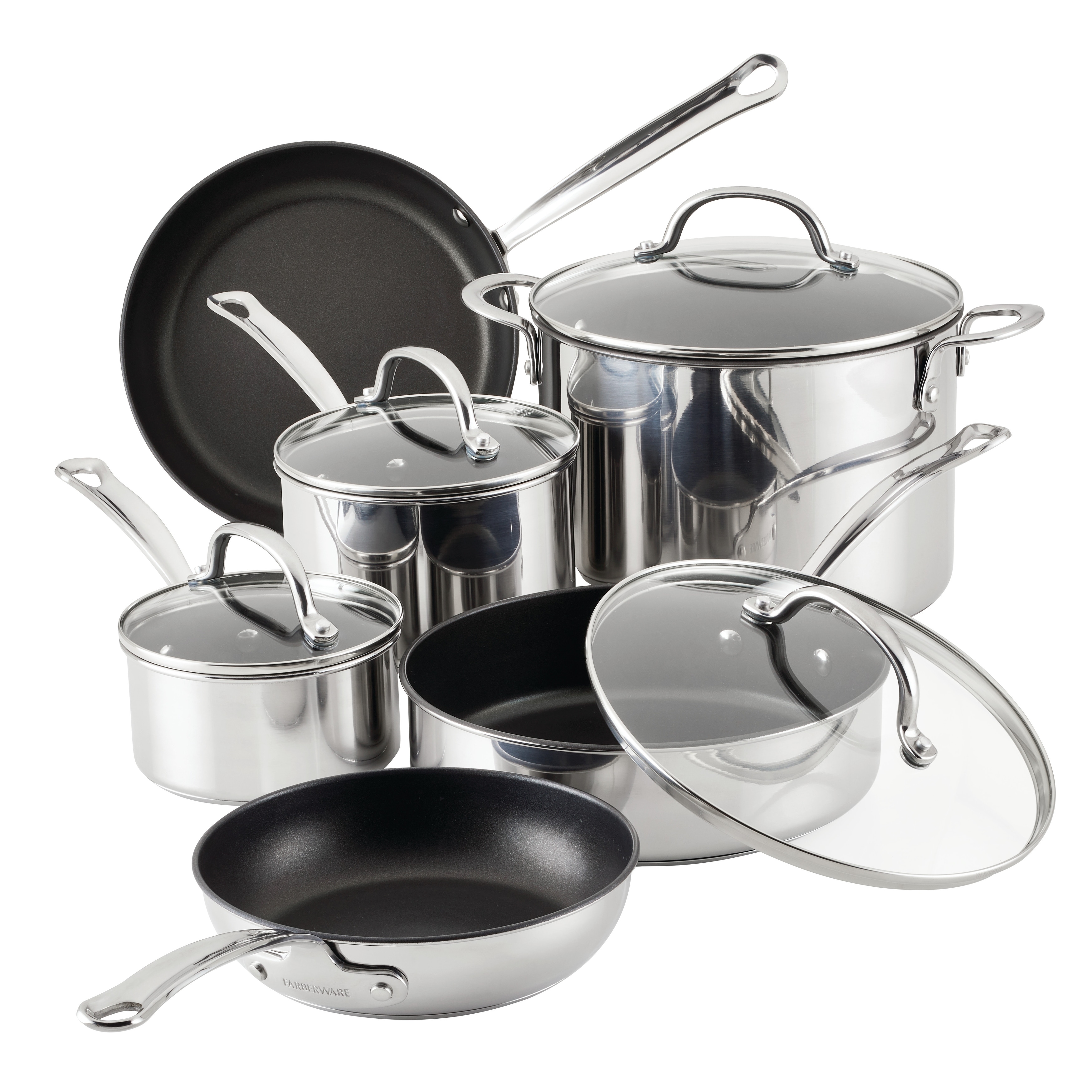 Farberware Millennium Stainless Steel Nonstick Cookware Induction Pots and  Pans Set, 10-Piece - Bed Bath & Beyond - 5747408