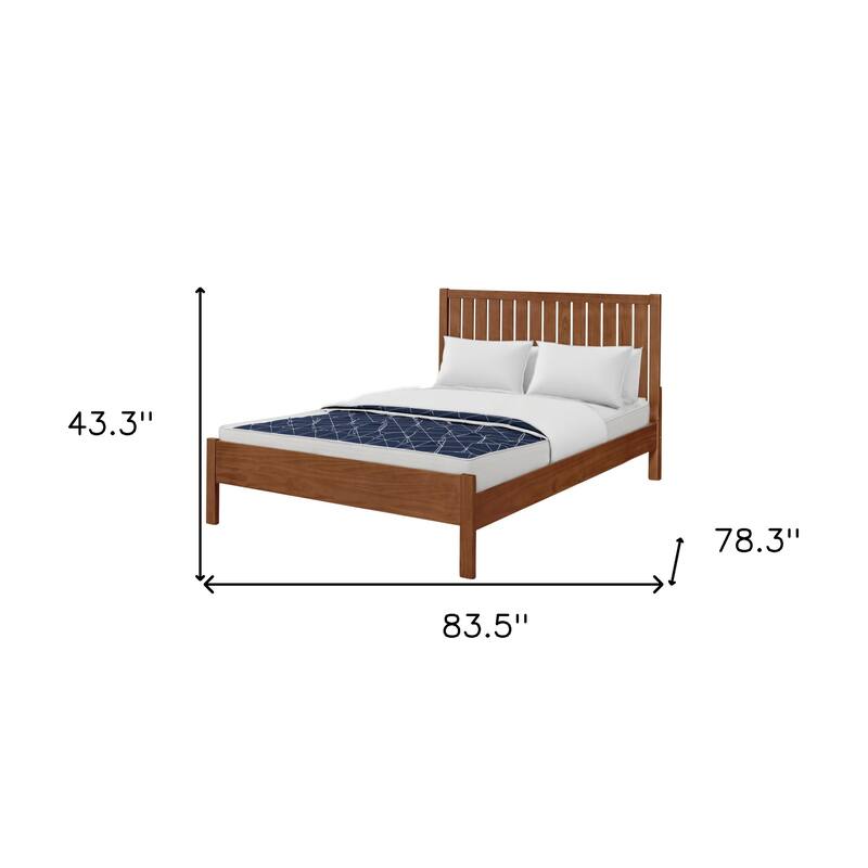HomeRoots Brown Shiplap Texture Solid Wood King Bed Frame