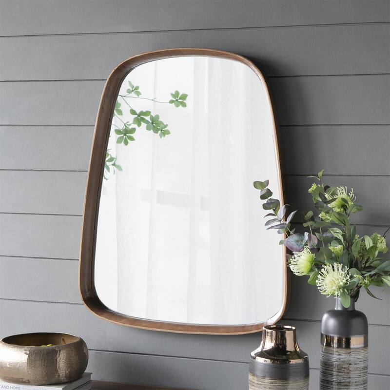 Irrgular Wall Mirror with Wood Frame