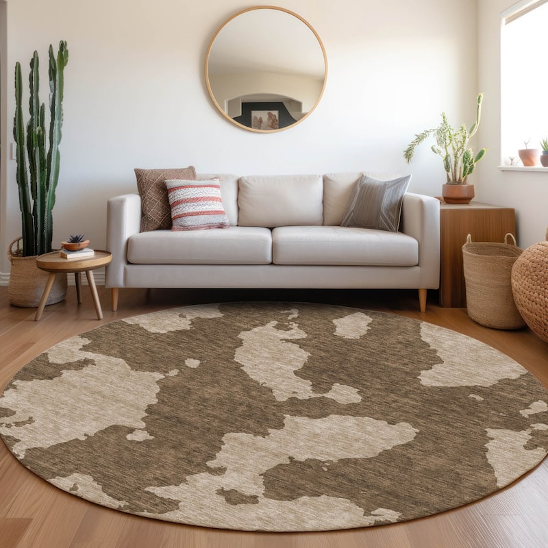Premium Washable Super Soft Contemporary Islands Mayfield Rug - Brown - 8' x 8'