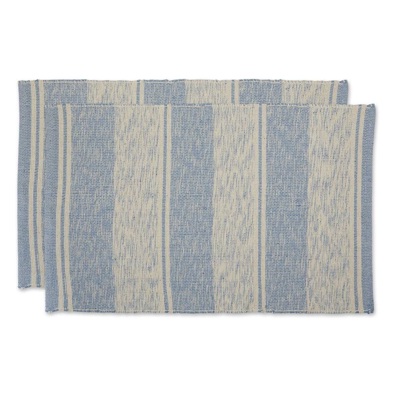 DII French Blue Variegated Plaid Recycled Yarn Rug (Set of 2) - Big