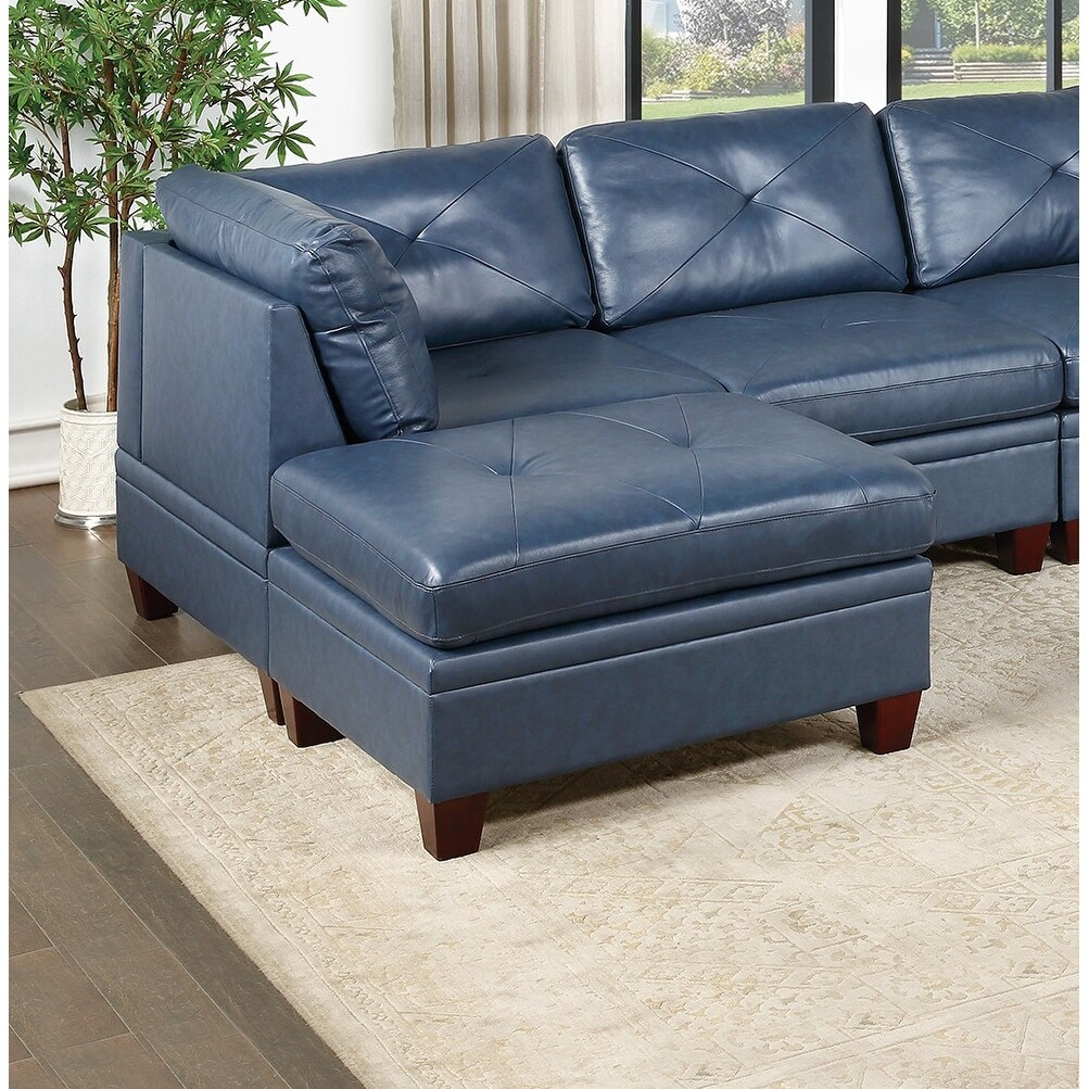 Blue leather sale sectionals