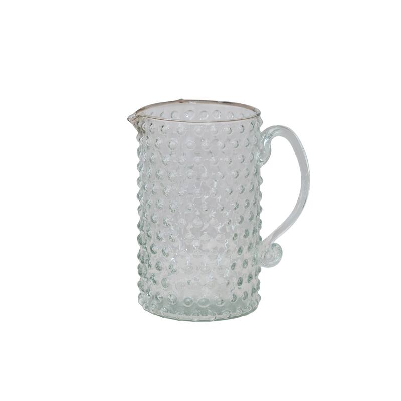 Hand Blown Glass Hobnail Pitcher - 6.8"L x 4.3"W x 7.3"H - Clear - 1 Piece - 6.8"L x 4.3"W x 7.3"H