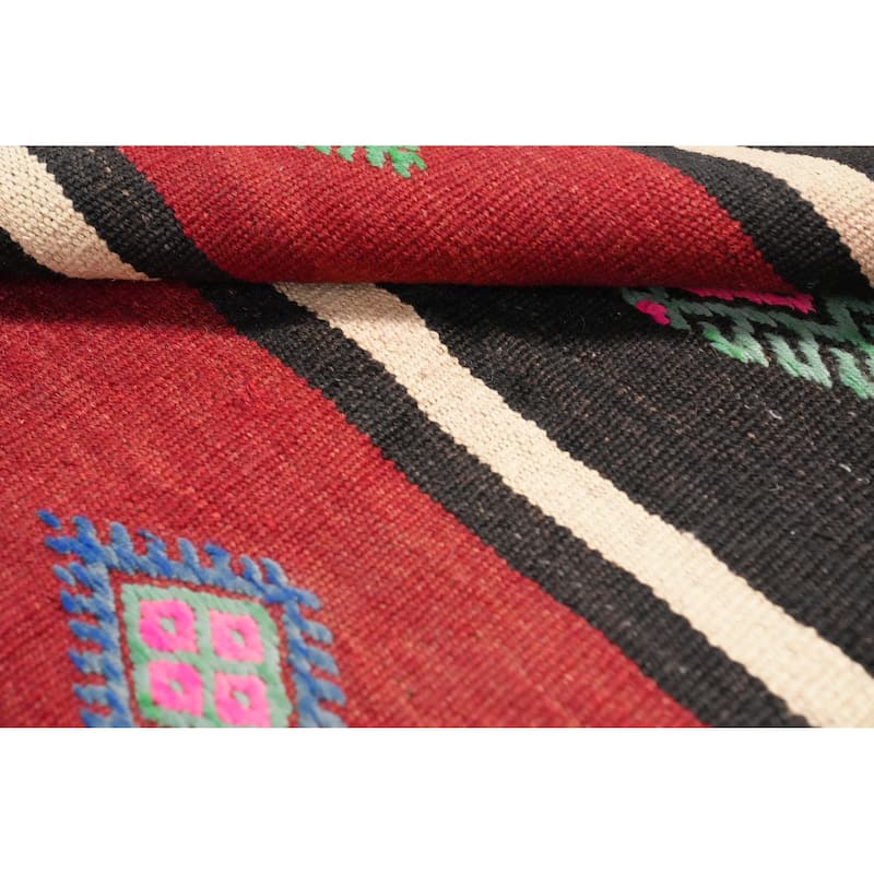 Hand Woven Oriental 100% Wool Carpet Southwestern Tribal Red Kilim Area Rug - 10' 3'' X 5' 8''