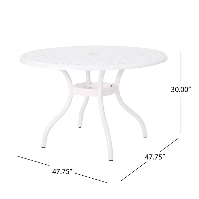 Roomfitters 48in Outdoor Round Dining Table Cast Aluminum Patio Garden Table with Decorative Lattice Top