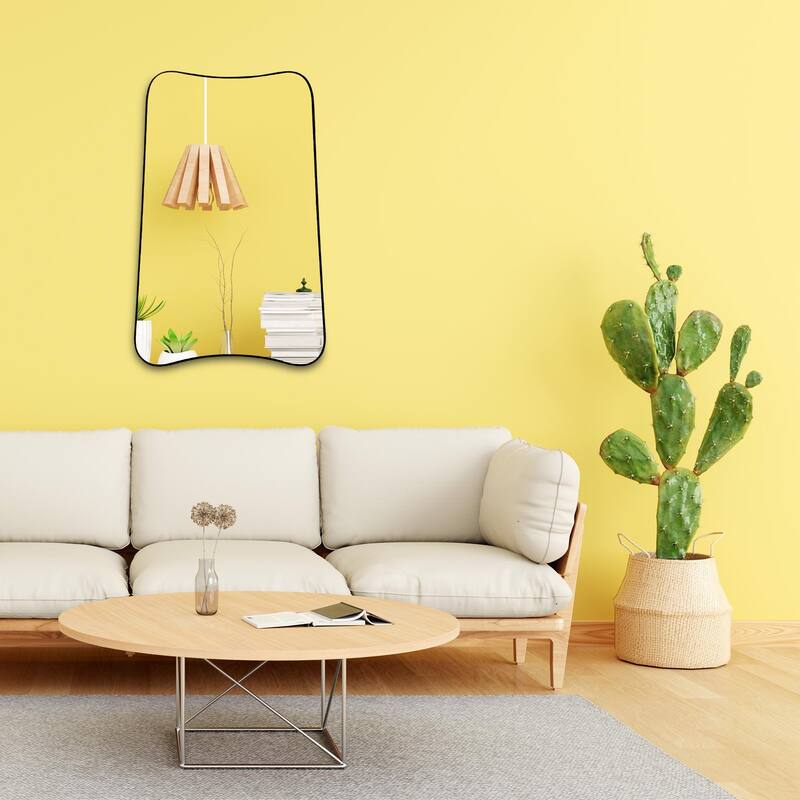 Irregular Concave Top Scalloped Wall Mirror - 36 x 24 Inches