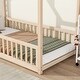 preview thumbnail 6 of 7, Twin Size Pine Wood House Bed Frame with Guardrails & Slats, Natural