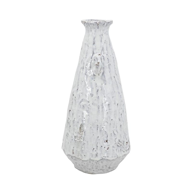 12" White Terracotta Tapered Jug Vase - 5.70