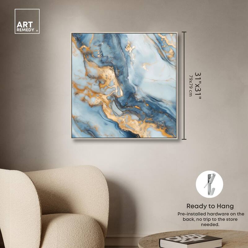 Golden Cloud Marble Canvas by Art Remedy