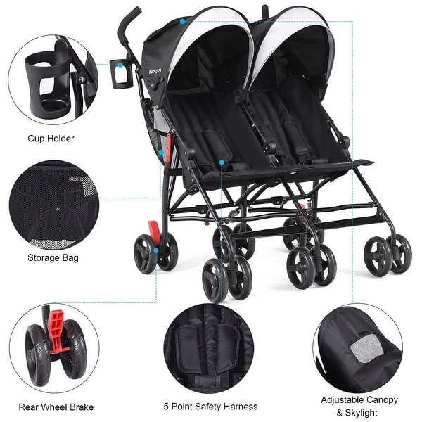 Foldable Twin Baby Double Stroller Ultralight Umbrella Kids Stroller - 31"  x 28.5" x 37" (L x W x H) - Bed Bath & Beyond - 40396025
