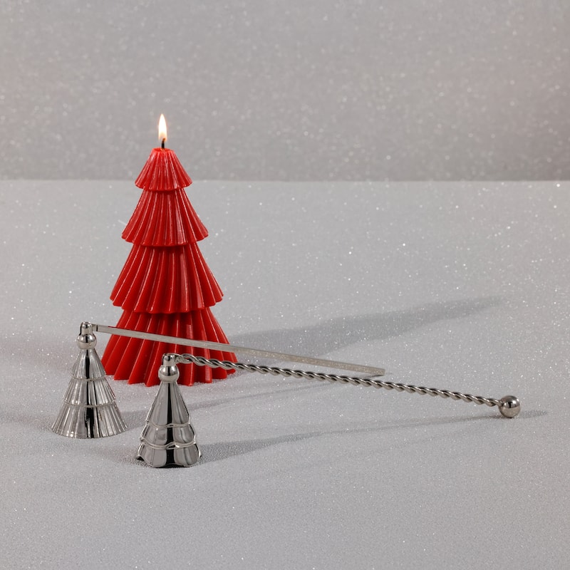Christmas Rippled Tree Design Brass Candle Snuffer
