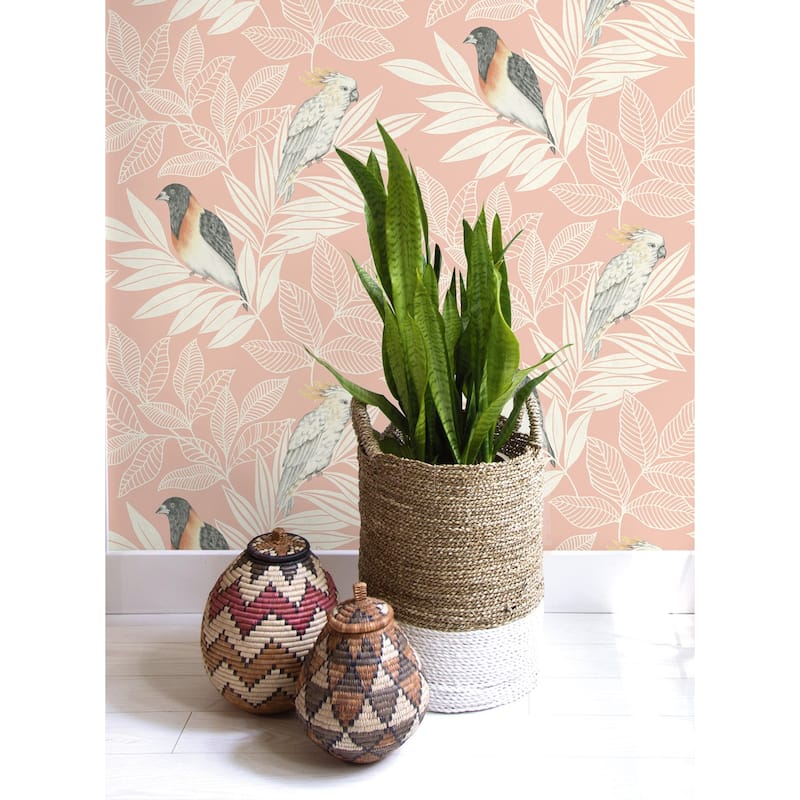 Seabrook Designs Boho Rhapsody Paradise Island Birds Unpasted Wallpaper