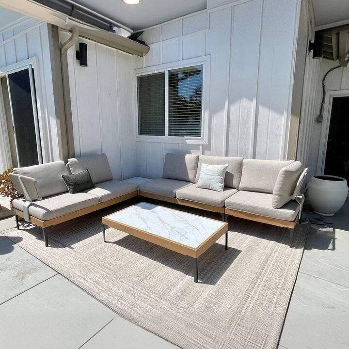 PURPLE LEAF Melben Light Grey Modular Outdoor Sectional with Cushions Flexible Layout Patio Conversation Set Couch