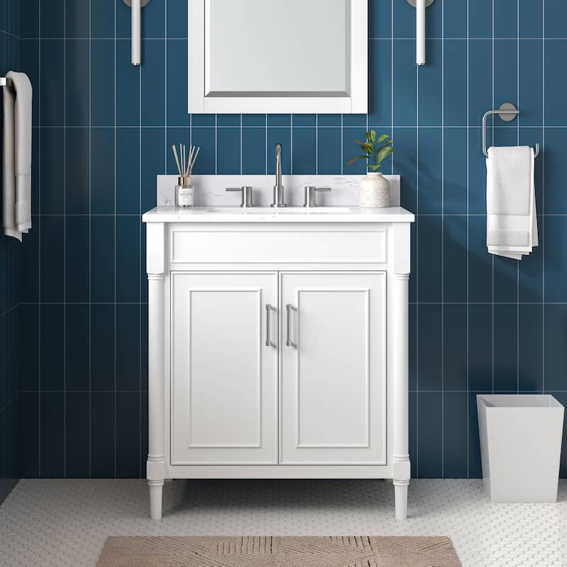 Avanity Bristol 31 in. Bath Vanity in White finish and Cala White Engineered Top
