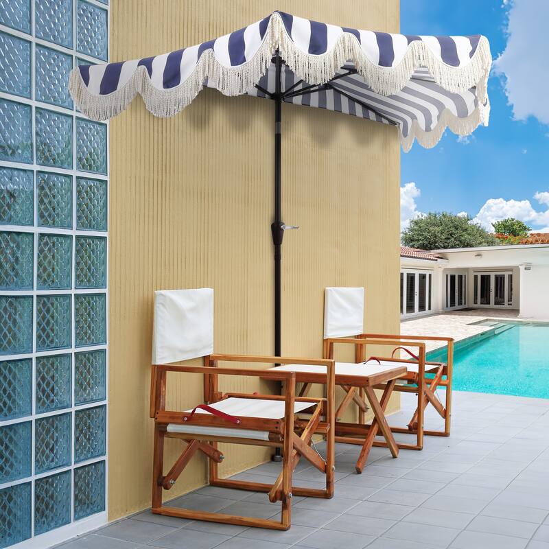 9ft Half Market Umbrella, Scalloped, Crank, Tilt, UV, by JONATHAN Y